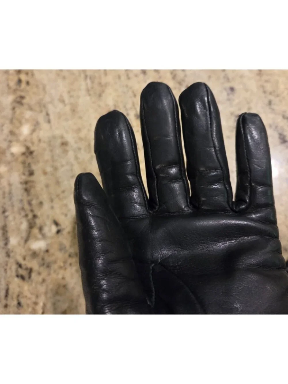 Vintage Womens Size S Black Leather Gloves Lined Moto Biker Winter